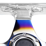 6-Hole 350mm Deep Dish Vip Teal Crystal Bubble Burnt Blue Steering Wheel JDM Performance