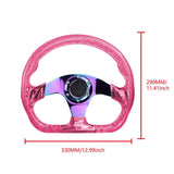 6-Hole 326mm Vip Pink Crystal Bubble Neo Spoke Steering Wheel JDM Performance