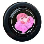 Anime Eyes Pink Girl Horn Button