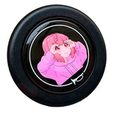 Anime Eyes Pink Girl Horn Button