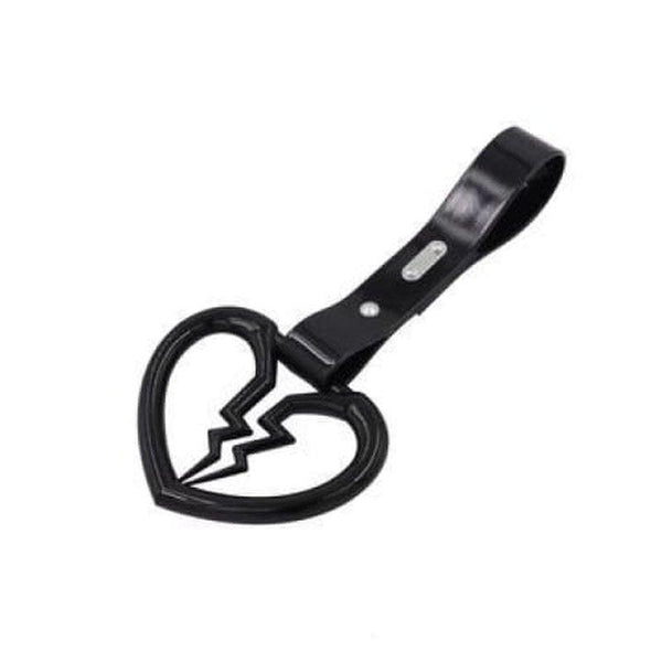 Black Broken Heart Tsurikawa Black PVC Strap JDM Performance