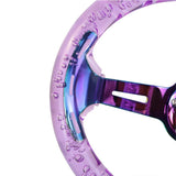 6-Hole 350MM Heart Purple Deep Dish Vip Crystal Bubble Steering Wheel JDM Performance