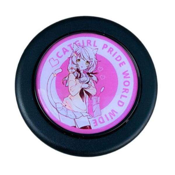 Catgirl Pride Pink Anime Horn Button