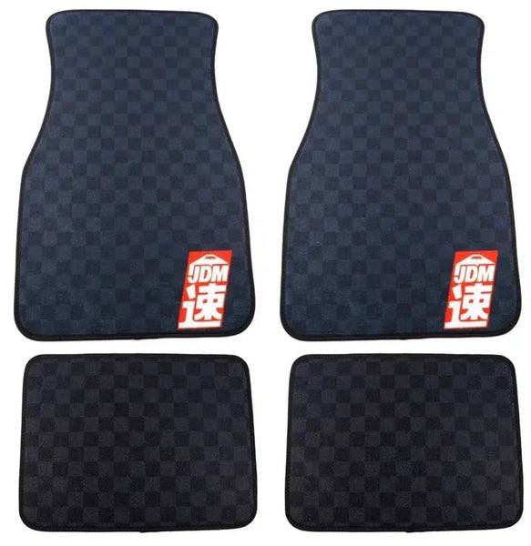 Checkered Anti-Slip JDM Plush Car Floor Mats