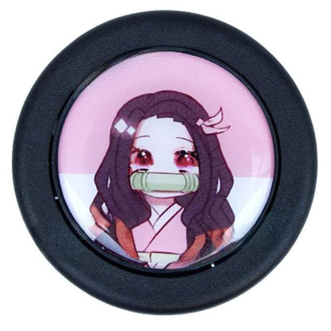 Cute Anime Girl Horn Button