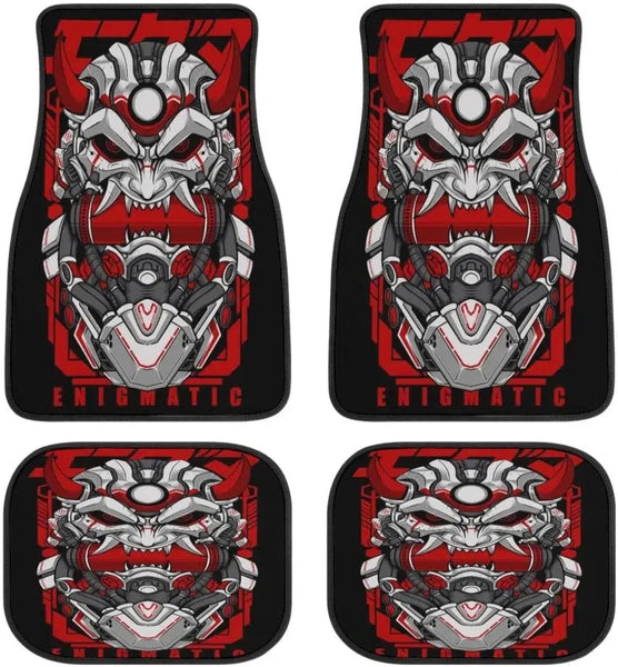 Enigmatic Samurai Mask Car Floor Mat