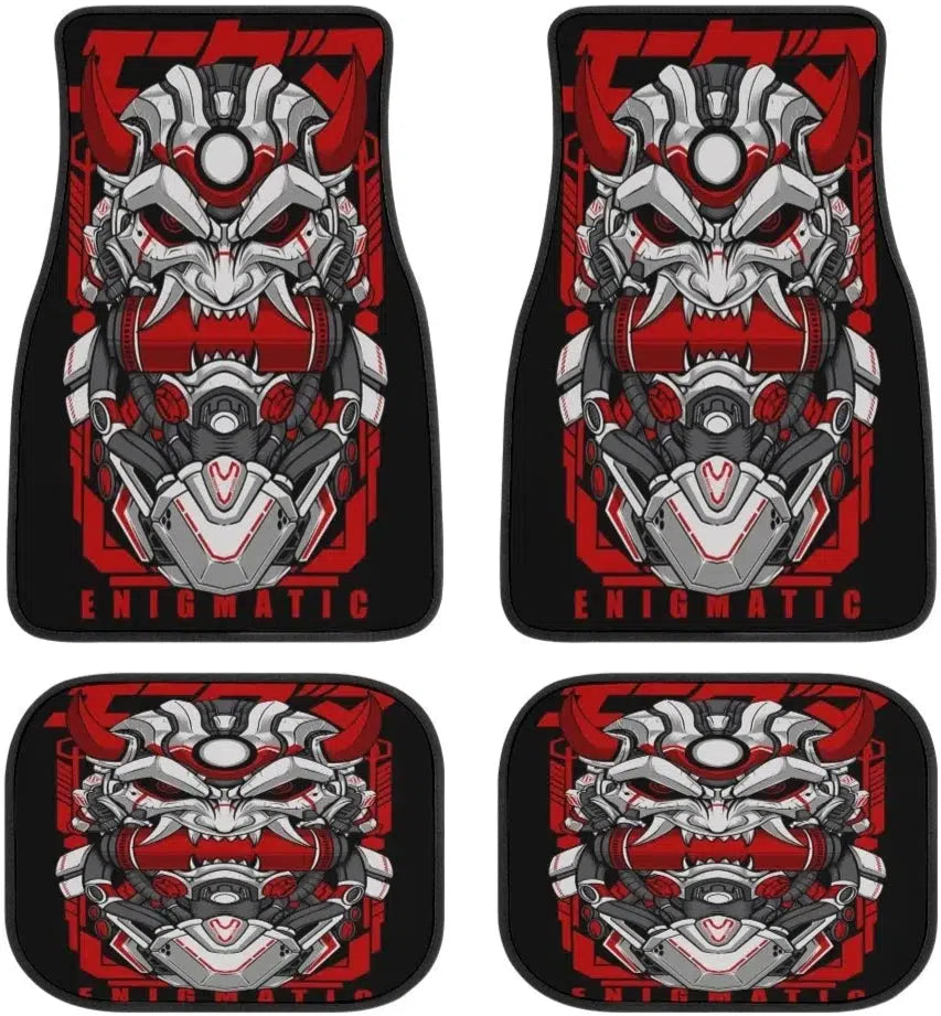 Enigmatic Samurai Mask Car Floor Mat JDM Performance