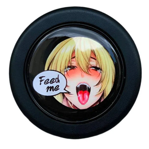 Feed Me Anime Girl Horn Button