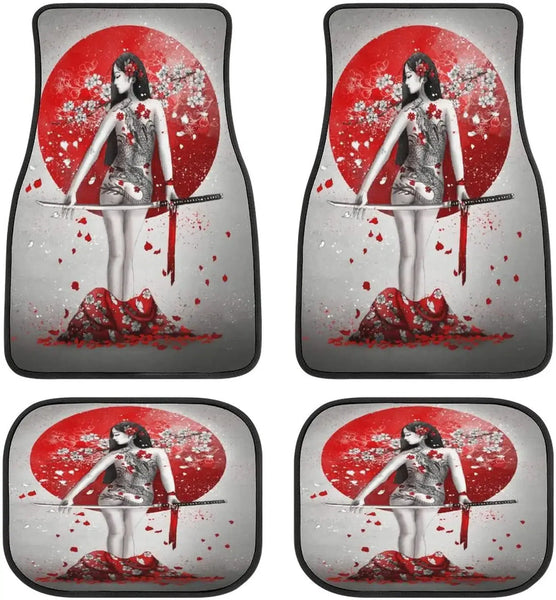 Geisha Girl Samurai Sword Car Floor Mats