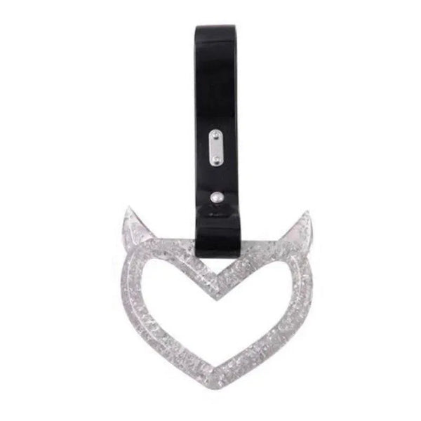 Glittered Devil Heart Tsurikawa Black Straps JDM Performance