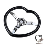 Heart Shaped Chrome Steering Wheel 350MM