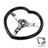 Heart Shaped Chrome Steering Wheel 350MM