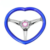 Heart Shaped Chrome Steering Wheel 350MM