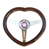 Heart Shaped Chrome Steering Wheel 350MM