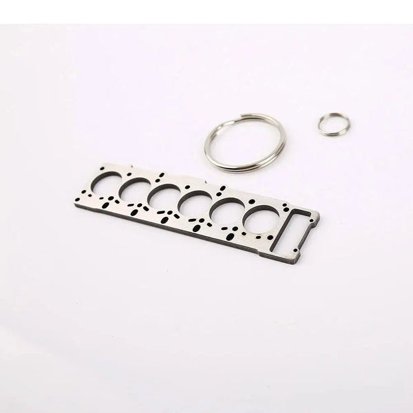 JDM 6 Head Gasket Keychain Engine Metal