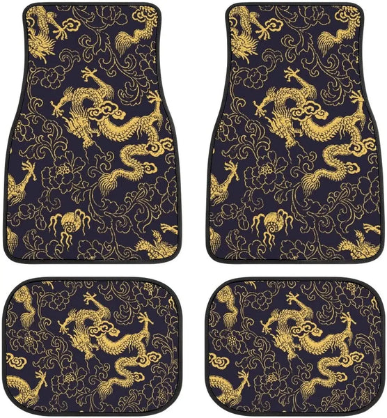 JDM Car Mats - Samurai Black & White Dragon