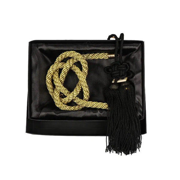 JP Fusa Gold-Black Kiku Tsuna Rope Vip Charm