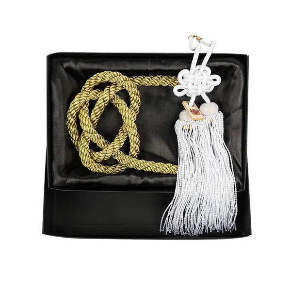 JP Fusa Gold-White Kiku Tsuna Rope Vip Charm