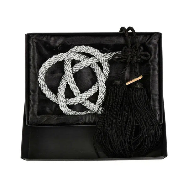 JP Fusa Silver-Black Kiku Tsuna Rope Vip Charm