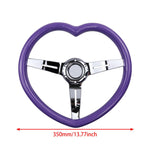 350mm 13.77" Universal Heart Shaped Purple Steering Wheel JDM Performance