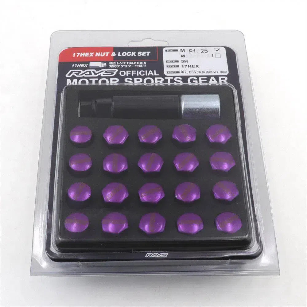 るん^ - ^ 17 HEX RSpec V-Line Steel Lock Lug Nuts Extended JDM