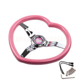 Heart Shaped Chrome Steering Wheel 350MM