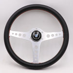 Silver Lightweight ND 14inch Real Leather Steering Wheel JDM Performance