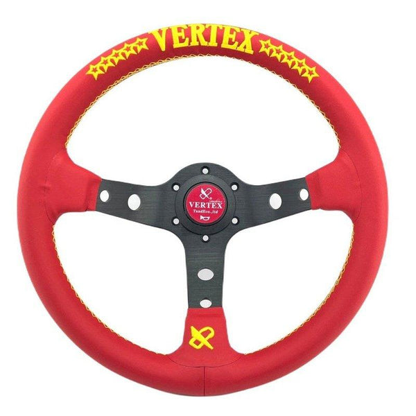 Vertex 10 Stars Red Leather Sport JDM Steering Wheel 13inch JDM Performance