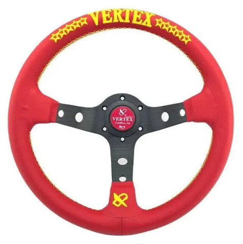 Vertex 10 Stars Red Leather JDM Steering Wheel 13inch