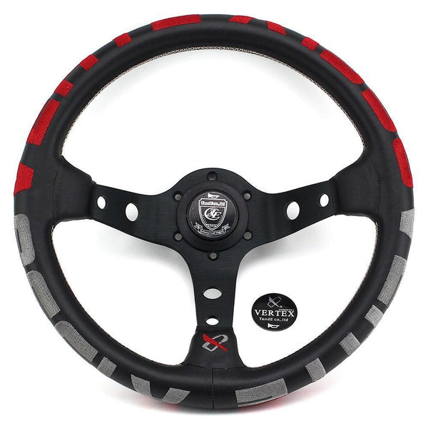 Vertex 1996 JDM Steering Wheel 13inch Leather Red JDM Performance