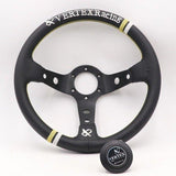 Vertex Black Leather Deep Dish Steering Wheel 13inch/330mm JDM Performance
