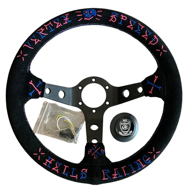 Vertex Suede Hells Racing Steering Wheel 330mm