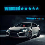 Wanted 5 Stars LED Light Sticker Window Flashing