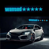 Wanted 5 Stars LED Light Sticker Window Flashing