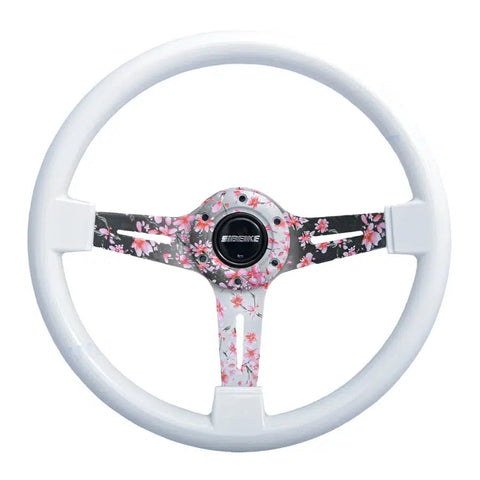 White Cherry Blossom Steering Wheel 14"