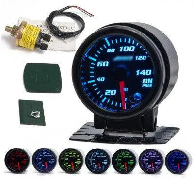 ADDCO 52mm Oil Pressure Gauge - 7 Colour JDM Performance
