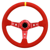 Aftermarket 14 inch Steering Wheel Deep Dish Red Suede JDM Performance