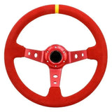 14 inch Steering Wheel Deep Dish Red Suede