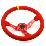 14 inch Steering Wheel Deep Dish Red Suede