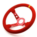 14 inch Steering Wheel Deep Dish Red Suede