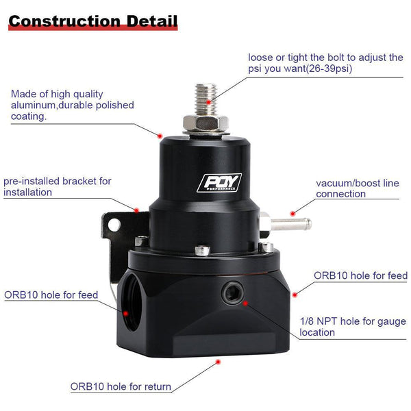 AN8 high pressure fuel regulator w/ boost 8AN 8/8/6 Fuel Pressure Regulator JDM Performance