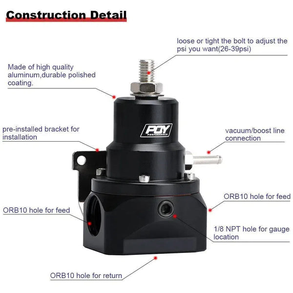 AN8 high pressure fuel regulator w/ boost 8AN 8/8/6 FPR