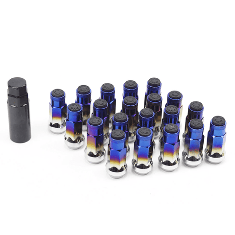 Burnt Blue Lug Nuts 48mm Open Extended with Dust Plugs JDM Performance