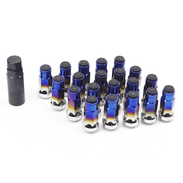 Burnt Blue Lug Nuts 48mm Open Extended with Dust Plugs JDM Performance