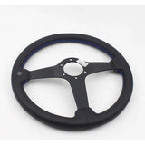 Endless 14" Leather Steering Wheel - Blue Stitch