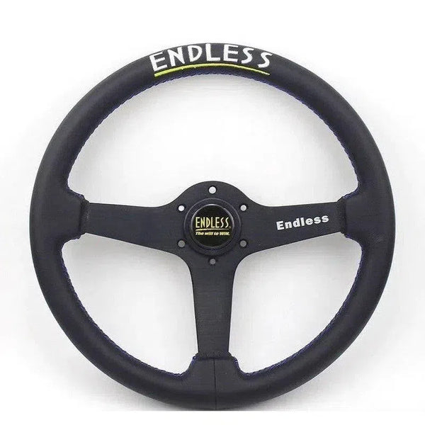 Endless 14" Leather Steering Wheel - Blue Stitch