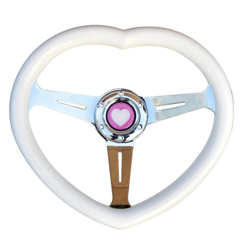 Heart Shaped Chrome Steering Wheel 350MM