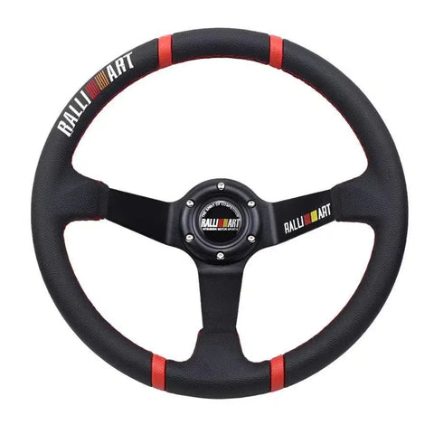 Ralliart Deep Dish Leather Steering Wheel 14inch