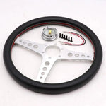 Silver Lightweight ND 14inch Real Leather Steering Wheel