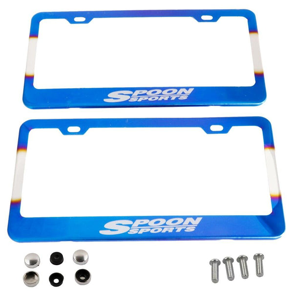 Spoon Sports Blue Burned License Plate Frame JDM Performance